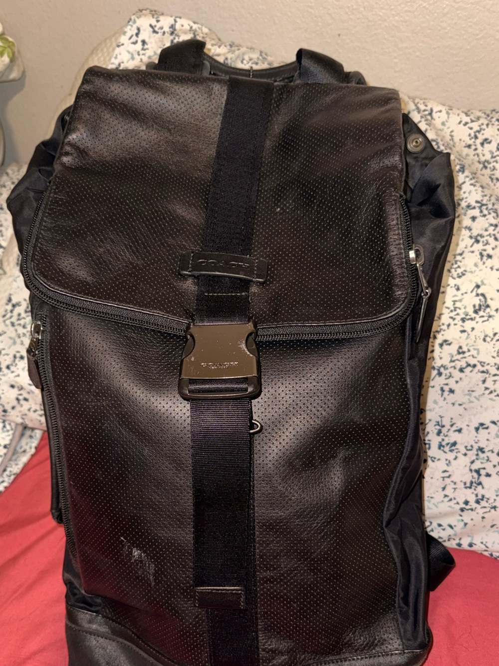 Coach Men’s Black Leather Backpack